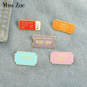 Tickets Enamel Pins Custom Dream Admit One Pass Brooch Lapel Badge Bag Cartoon Jewelry Gift for Kids in USA (United States)