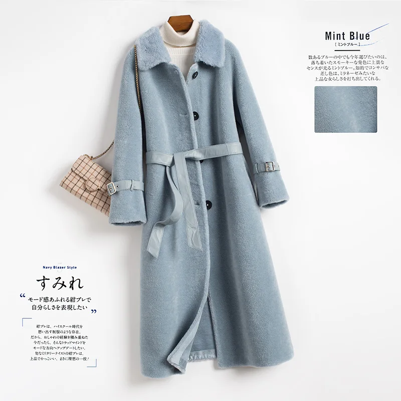 

Женская куртка из натуральной овечьей шерсти, корейский стиль, теплая, зимняя, 100%, RT19027, 2020