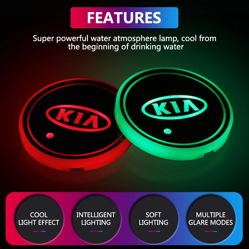 

Led Car Logo Water Cup Light Car Atmosphere Light For KIA Rio Ceed Sportage Sorento k2 k3 k4 k5 k6 Soul Opeima Tools Car Goods