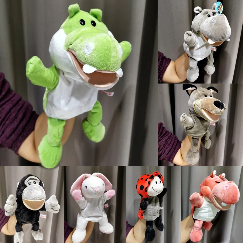 

30cm Legged Animal Hand Puppet Plush Toys Wolf Lion Panda Raccoon Hand Puppets Educational Story Doll Toy