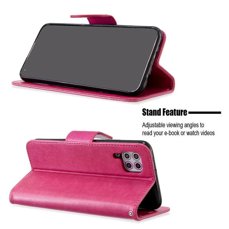 

Vintage Butterfly Texture Flip Leather Case For Huawei P40 Pro P30 Lite Y5 Y6 Y7 Leather Stand Card Holder Hand Strap Cover