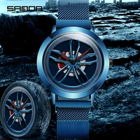 sanda top brand luxury mens watches waterproof stainless steel rotating hollow dial quartz watch men business wristwatch p1009