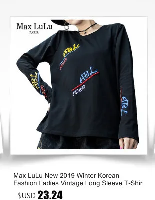 Max LuLu Роскошные корейские винтажные женские футболки с принтом женские панк футболки с длинным рукавом Harajuku женские брендовые футболки размера плюс