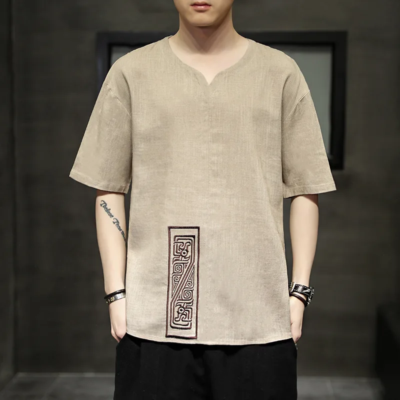 Размера плюс для мужчин в традиционном китайском стиле Летняя одежда Новая детей