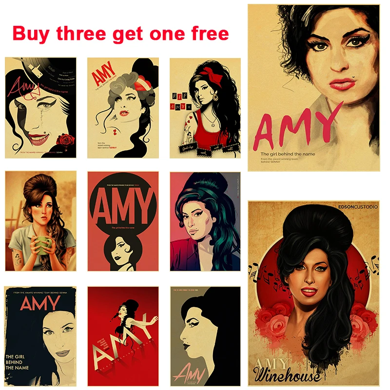 

A3 and A4 Old-fashioned Poster Jazz Songbird AMY Brown Paper Sticker Poster DIY Home Bar Cafe Art Deco Wall Painting