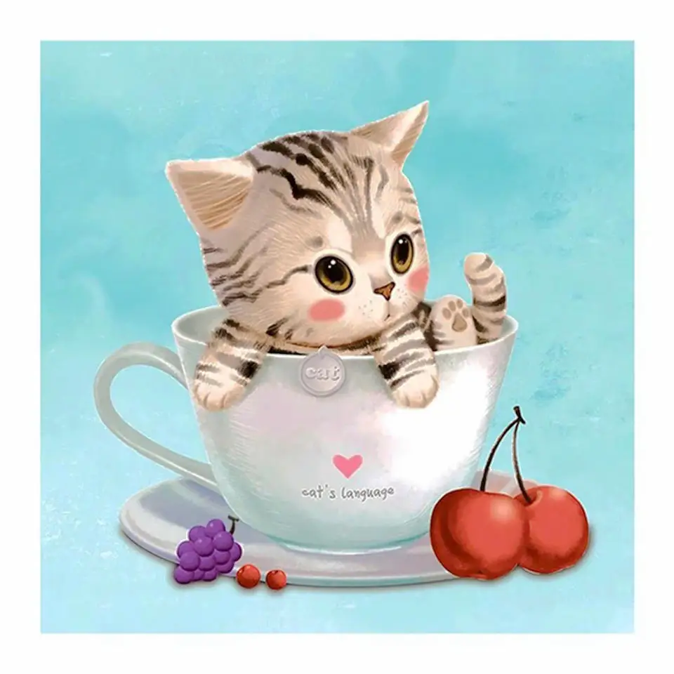 

5D DIY Embroidered Diamond Drawing according to Square Diamond "Cartoon Kittens" Mosaic Full3D Cross Sticker Kit Room Decoration