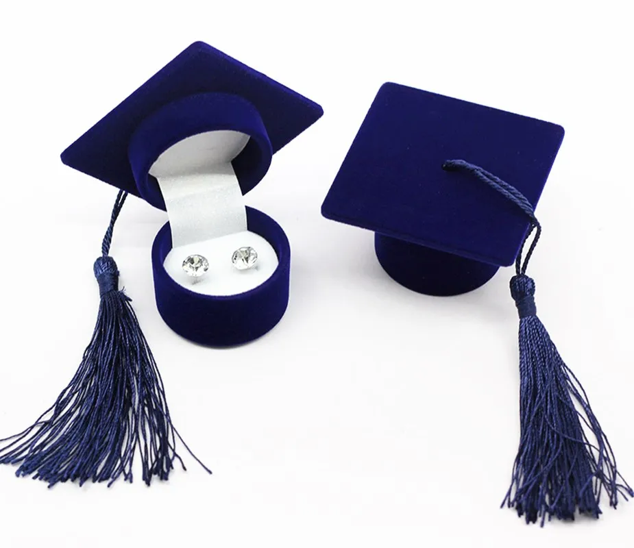 

HOSENG Doctor Graduation Hat Earring Velvet Case Romantic Lover Proposal Ring Jewelry Gift Packaging Box HS_755