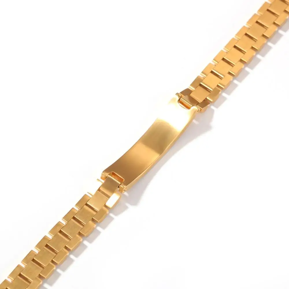 

Stainless Steel Watch Band Link Chain Bracelets Zircon Inlaid For Men Hip Hop Punk Rock Jewelry