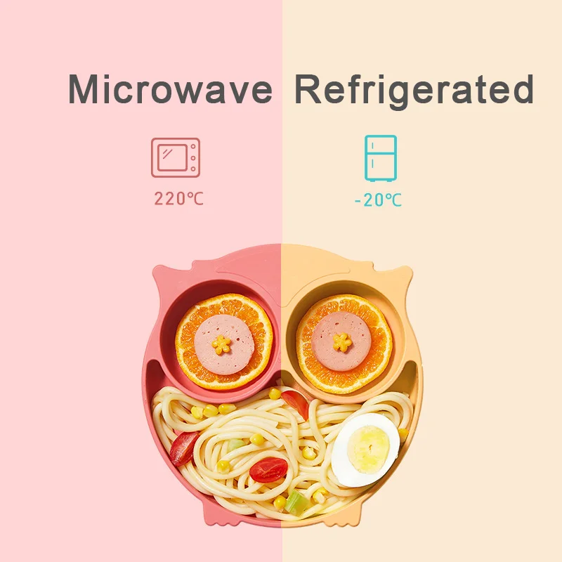 

Baby's Dishes Silicone Sucker Bowl Kid Smile Animal Face Plate Tableware Children Feeding Bowl Children Integrated Silica Gel
