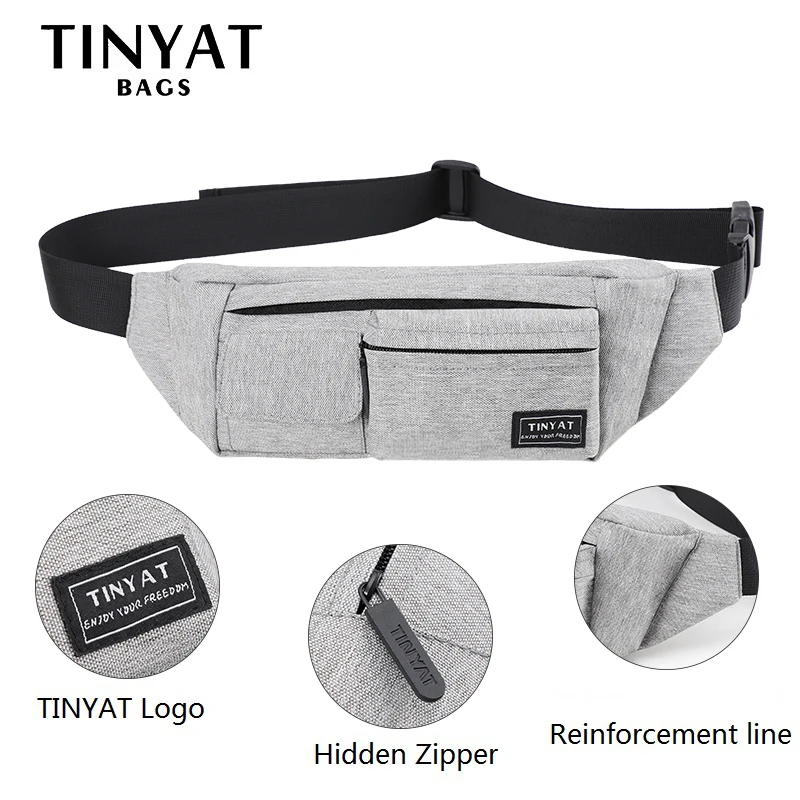 Поясная сумка унисекс TINYAT повседневная на пояс для хранения телефона денег с 4