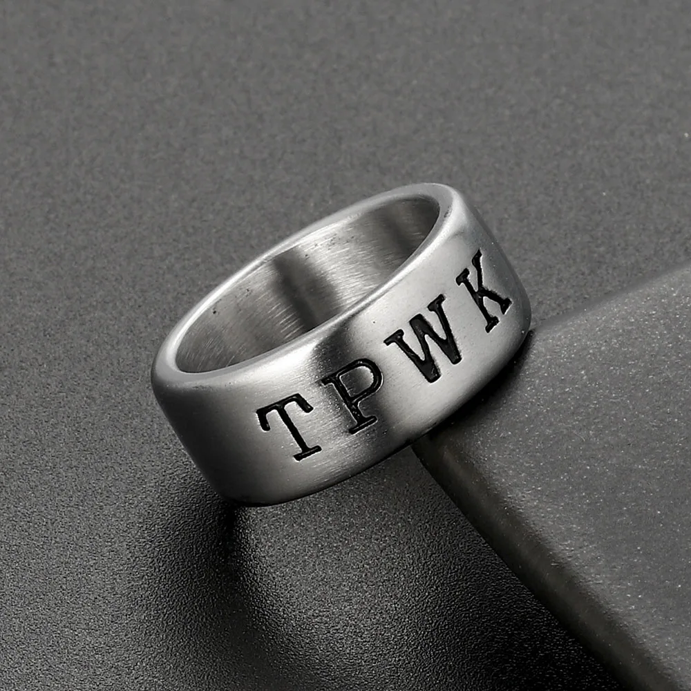 

Valily Men's TPWK Ring-Treat People with Kindness Stainless Steel Matte Silver Band Ring for Men Boys Ring Size 7-13