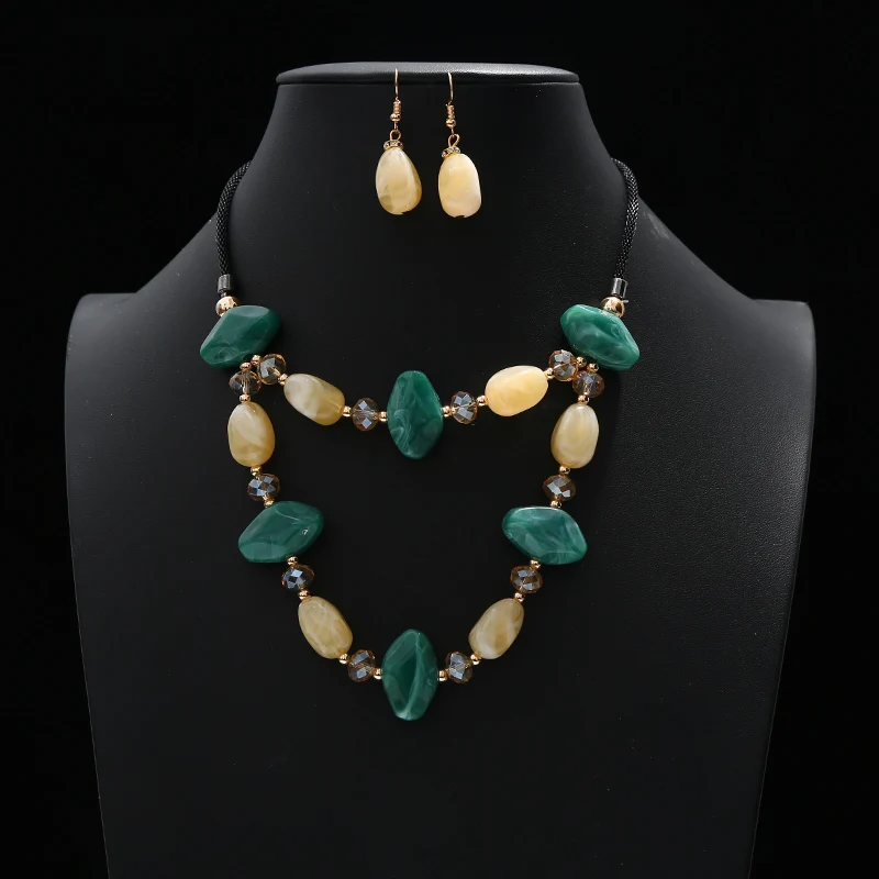 2021 Новые красочные геометрической формы круглые серьги капли ожерелья комплект