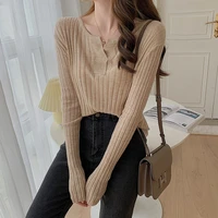 casual basic autumn winter sweater women long sleeve v neck soft knit sweater pullovers solid female jumper top chic