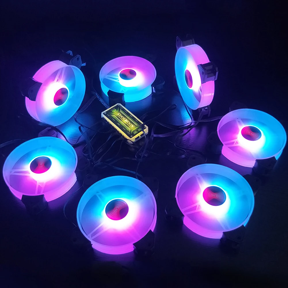 

120 мм чехол для компьютера вентилятор шасси RGB вентилятор регулируемое цветное освещение тихий Радиатор кулер бесшумный ПК 120 мм чехол для п...