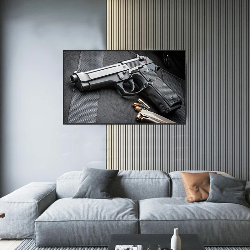 Современная HD печатная Картина на холсте с черным пистолетом в скандинавском