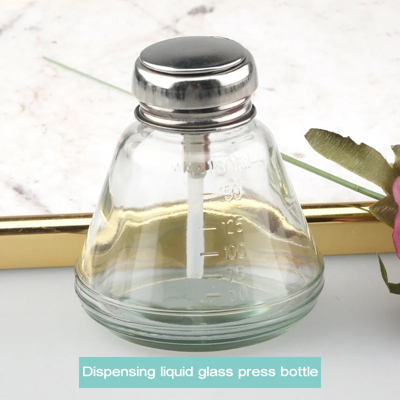 ANGNYA 220ML Nail Glass Bottle Anti-corrosion Empty Pumping Dispenser Container Polish UV Gel Remover Alcohol Press Tools | Красота и
