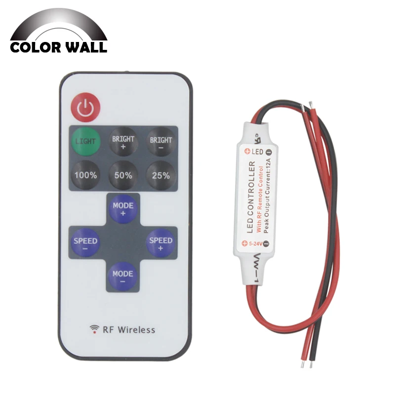 12A 5V-24V светодиодный RF Беспроводной мини затемнитель с дистанционным управлением