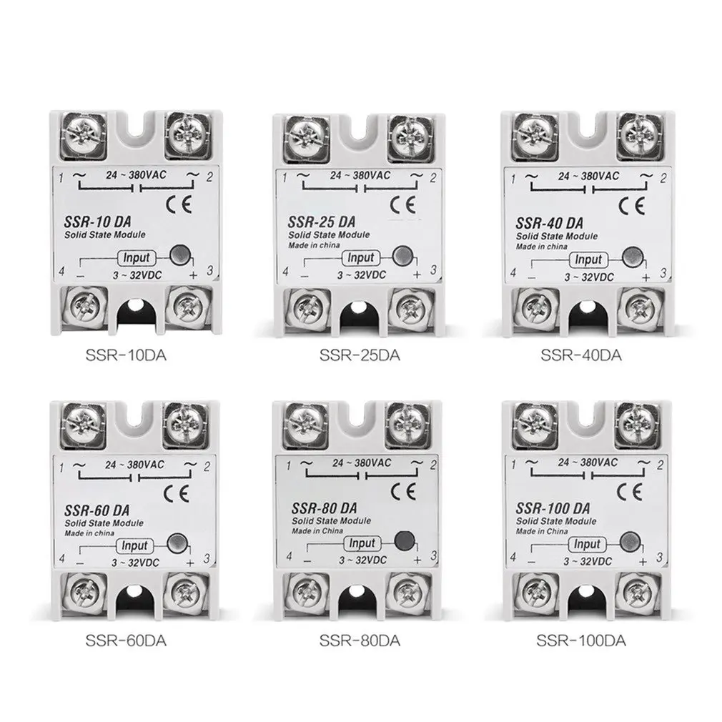 

Solid State Relay DC-AC Voltage 12V 3-32VDC TO 220V 24-380V AC Load Single Phase SSR For Temperature Controller