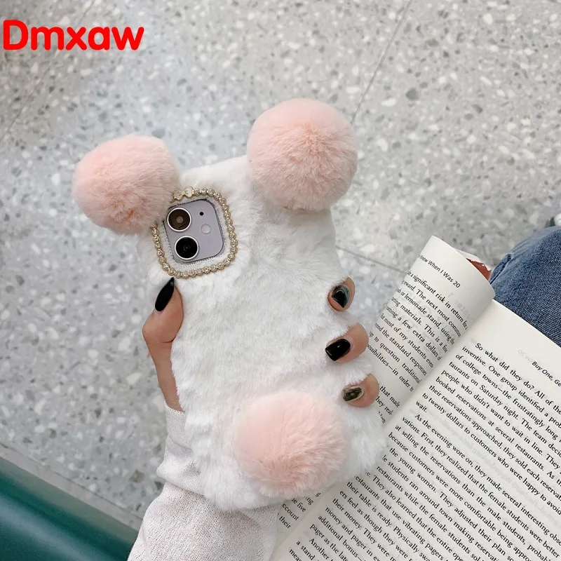 3D чехол с пандой для Huawei Y7P Y6P Y5P P40 Pro P30 P20 Lite Y7 Y6 Prime 2019 ушками плюшевый меховой