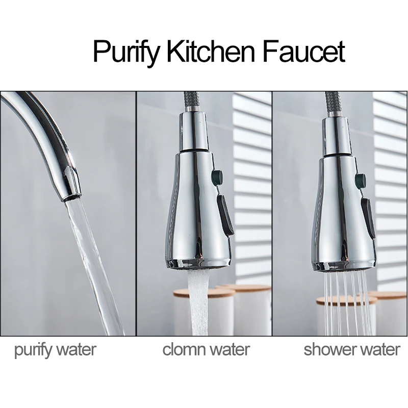 Выдвижной кран для кухни смеситель с фильтрованной водой тройной мойки |