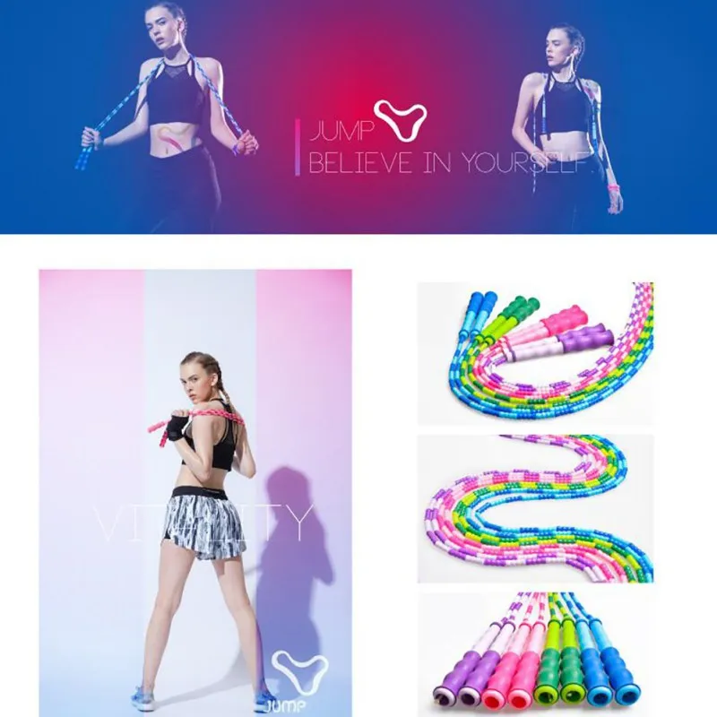 

Нескользящая ручка Скакалка для взрослых и детей красивая Скакалка из бисера с новым узором бамбуковая Скакалка для обучения