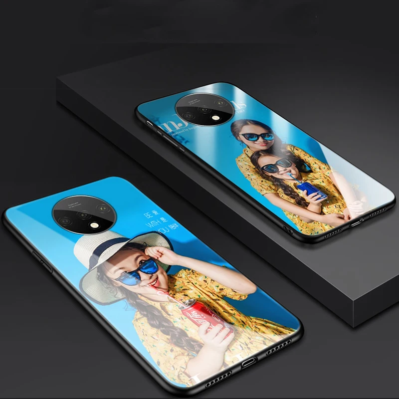 Customized Tempered Glass Case for Oneplus 7T Pro 7t 7 6 6T Cases DIY Photo Logo Name Picture Hard HD Cover Funda |