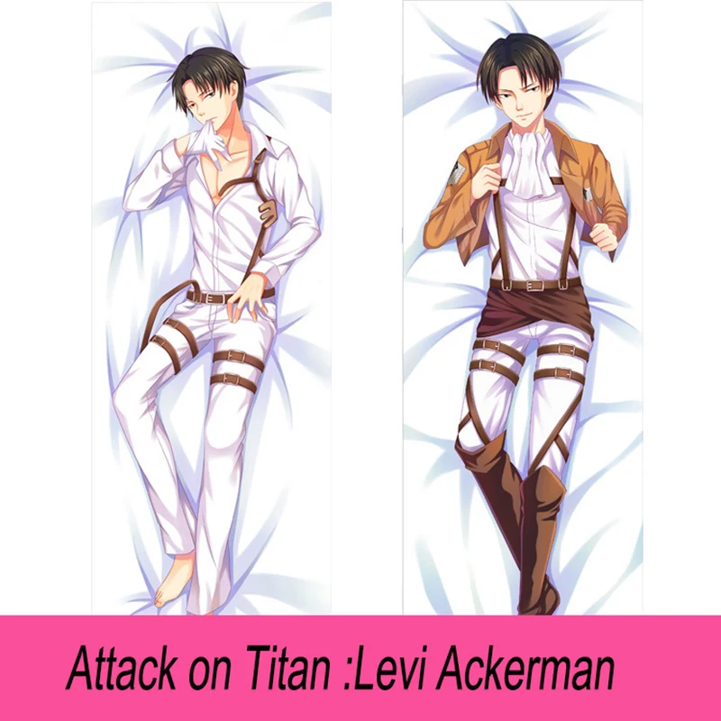 

Japanese Anime Levi Ackerman Long Pillowcases Cosplay Cushion Pillow Case Cover Hugging Body Peach Skin case Attack on Titan