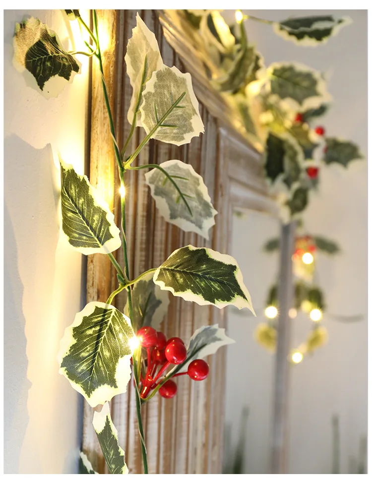 String Lights LED Maple Leaf Fruit Cherry Light String Indoor Wedding Decoration Light Christmas Tree Decoration Light 1pc
