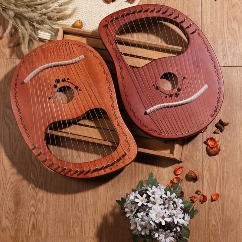 

Lyre Harp 16 String Harp Portable Small Harp with Durable String Musical Instrument Stable Sound Harp,Coffee Color