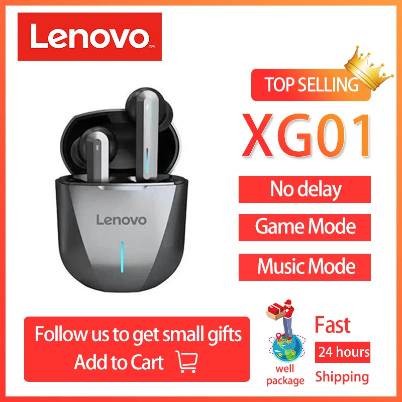 

Lenovo XG01 Bluetooth Connection Wireless Headset No Delay PUBG Gaming Headset High Performance and Long Bttery Life