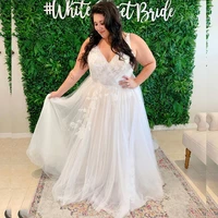 plus size wedding dress tank a line floor length 2021 lace organza tulle big bridal gown elegant civil vintage sleeveless