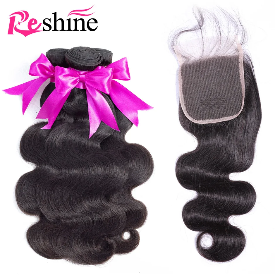 Бразильские волнистые пучки волос Reshine с застежкой пупряди человеческих Remy