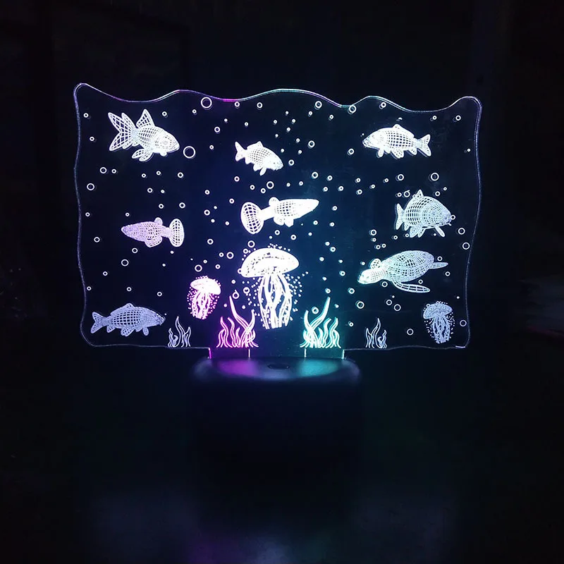 Подводный мир светодиодный 3D светильник USB Сенсорный переключатель красочный