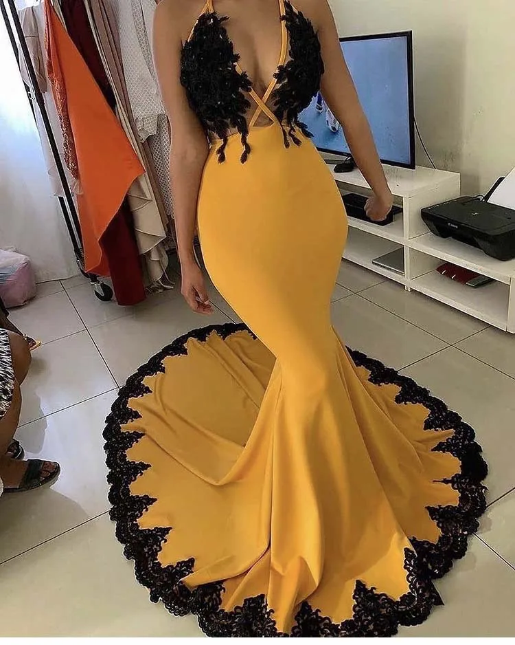 Сексуальные Имбирные платья для выпускного вечера с глубоким V-образным вырезом -