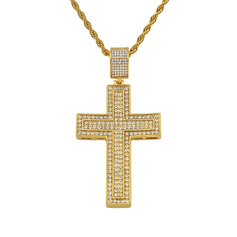 

Korean Style Large Cross Pendants With Cubic Zirconia Luxury Brand Stainless Steel Necklace for Women Jewelry Gifts Dropshipping