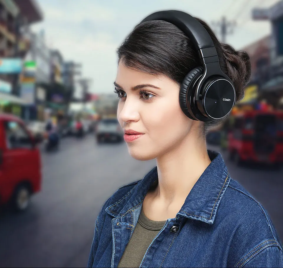 Беспроводная гарнитура с активным шумоподавлением Bluetooth наушники над ухом Стерео гарнитура с микрофоном громкой связи HIFI Бас Звук