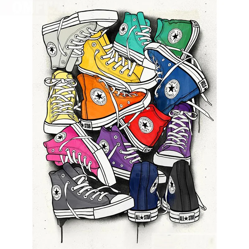 Полноразмерная квадратная/круглая 5D алмазная живопись сделай сам рисунок обуви