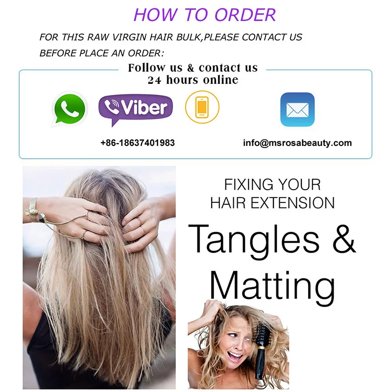 

Raw Human Hair Bulk 300G/LOT Natural Virgin Braiding Hair Bundles