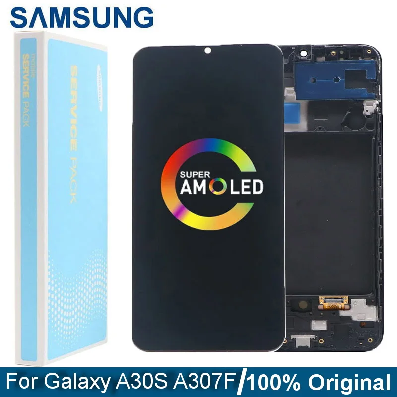 

ЖК-дисплей 6,4 AMOLED A30S для Samsung Galaxy A30s/A307F/A307/A307FN/A307G/A307YN, дисплей с сенсорным экраном и дигитайзером в сборе, оригинал