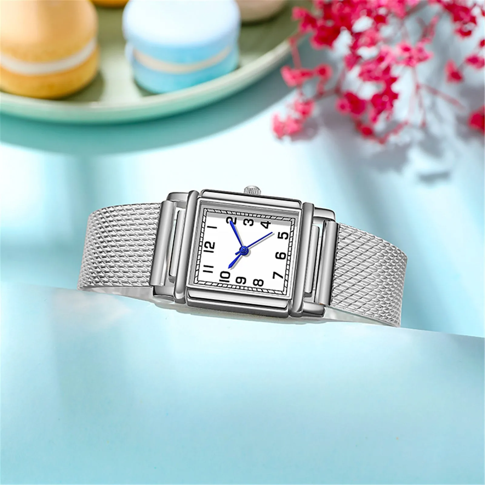 

Women Watch Fashion Retro Quartz Watch Silicone Mesh Band Watch Watches Square Wristwatches Elegant Clock Montre Reloj Mujer