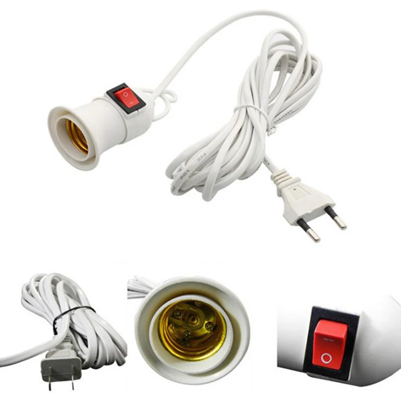 

E27 Lamp Bases Cord To UL\VDE Plug Holder Adapter Converter ON/OFF For Bulb Lamp