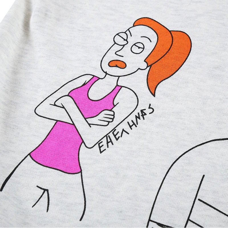 

Men's hip-hop Cartoon Graphic Print Light GreyColor Hoodies Of Autumn&Winter Hight Quantily Hoodies