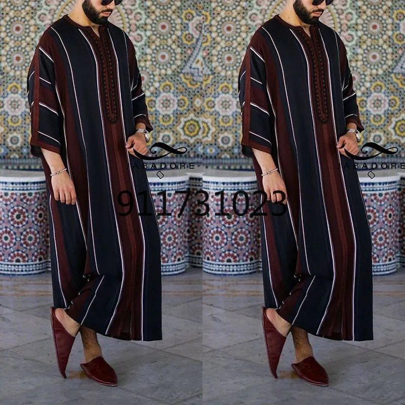 

2021 Eid Ramadan Dress Muslim Fashion Clothes Man Caftan Loose Casual Abaya Men Modest Youth Robes Qamis Homme Islamic Clothing