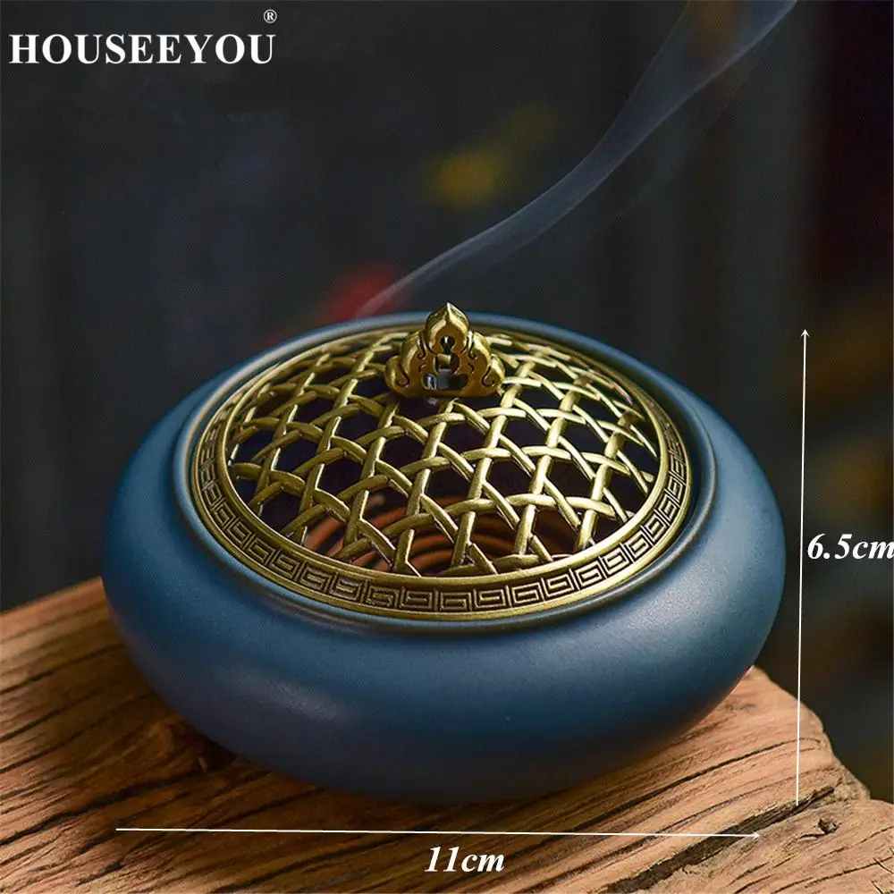 Буддийская катушка для благовоний курильница с крышкой из металлического сплава