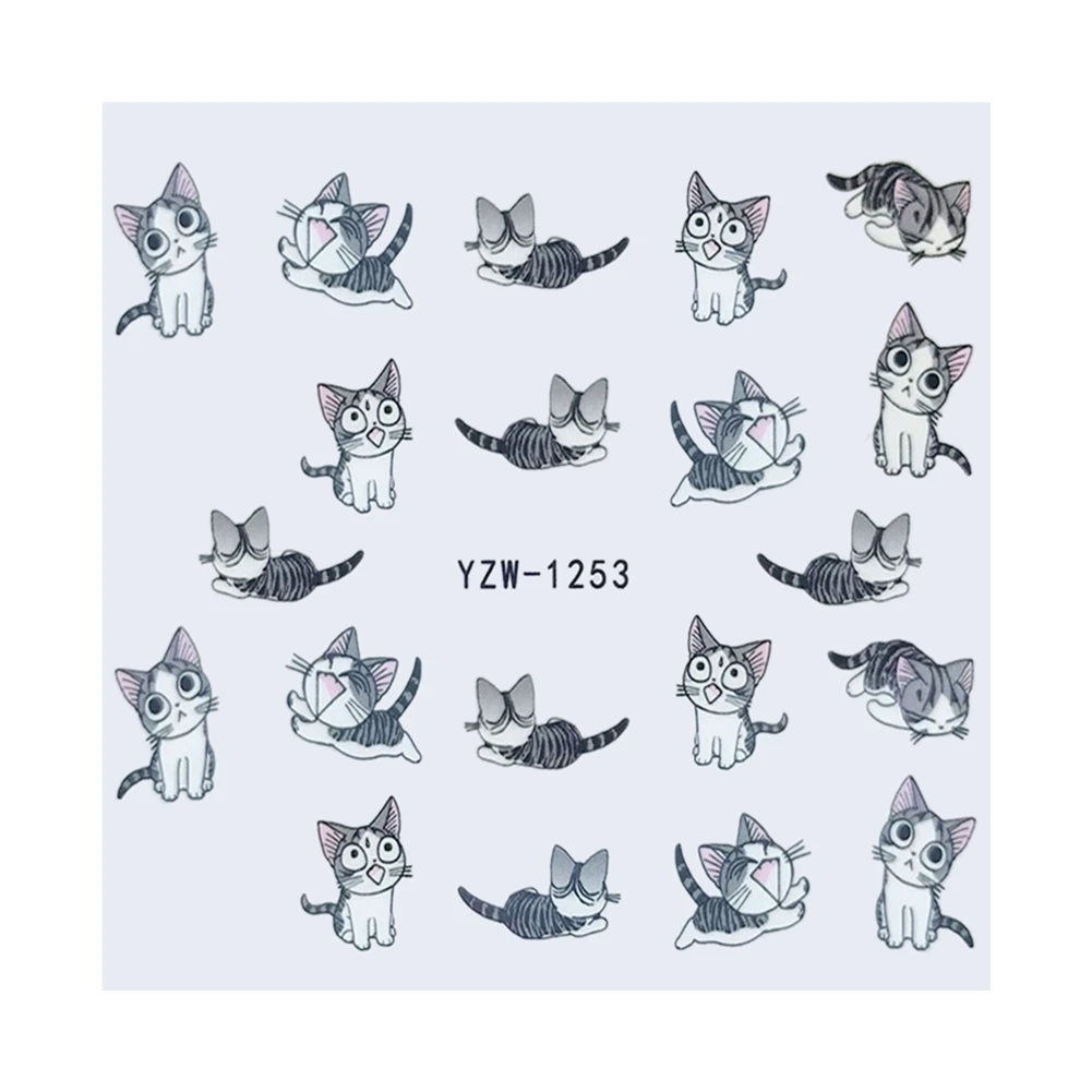 

1 лист ногтей, переводятся с помощью воды стикеры наклейки восхитительные котики; Новые наклейки украшения аксессуары инструменты для нане...