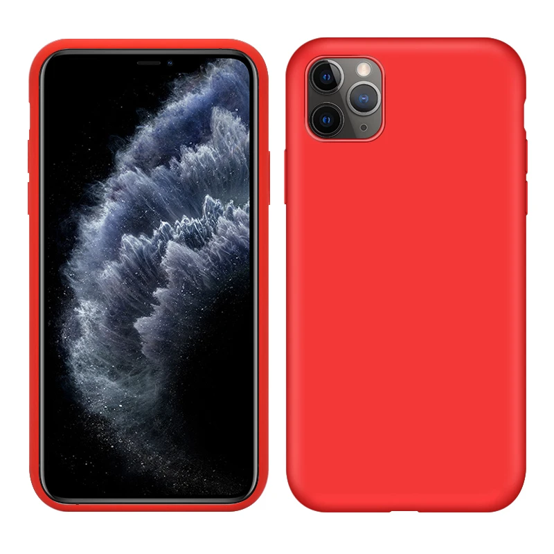 Red Мягкий жидкий силиконовый чехол для телефона iPhone 11 11Pro матовая тонкая задняя крышка полный защитный чехол для iPhone 11 Pro Max Funda - Цвет: Red