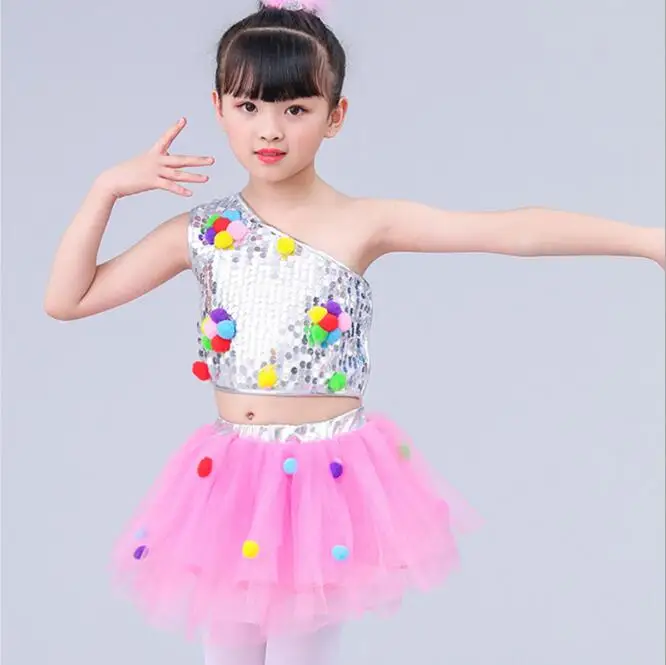 

Jazz Dance Costumes for Girls Sequins Fluffy Gauze Skirt Dance Dress Costumes Performance Costume Dance Costumes