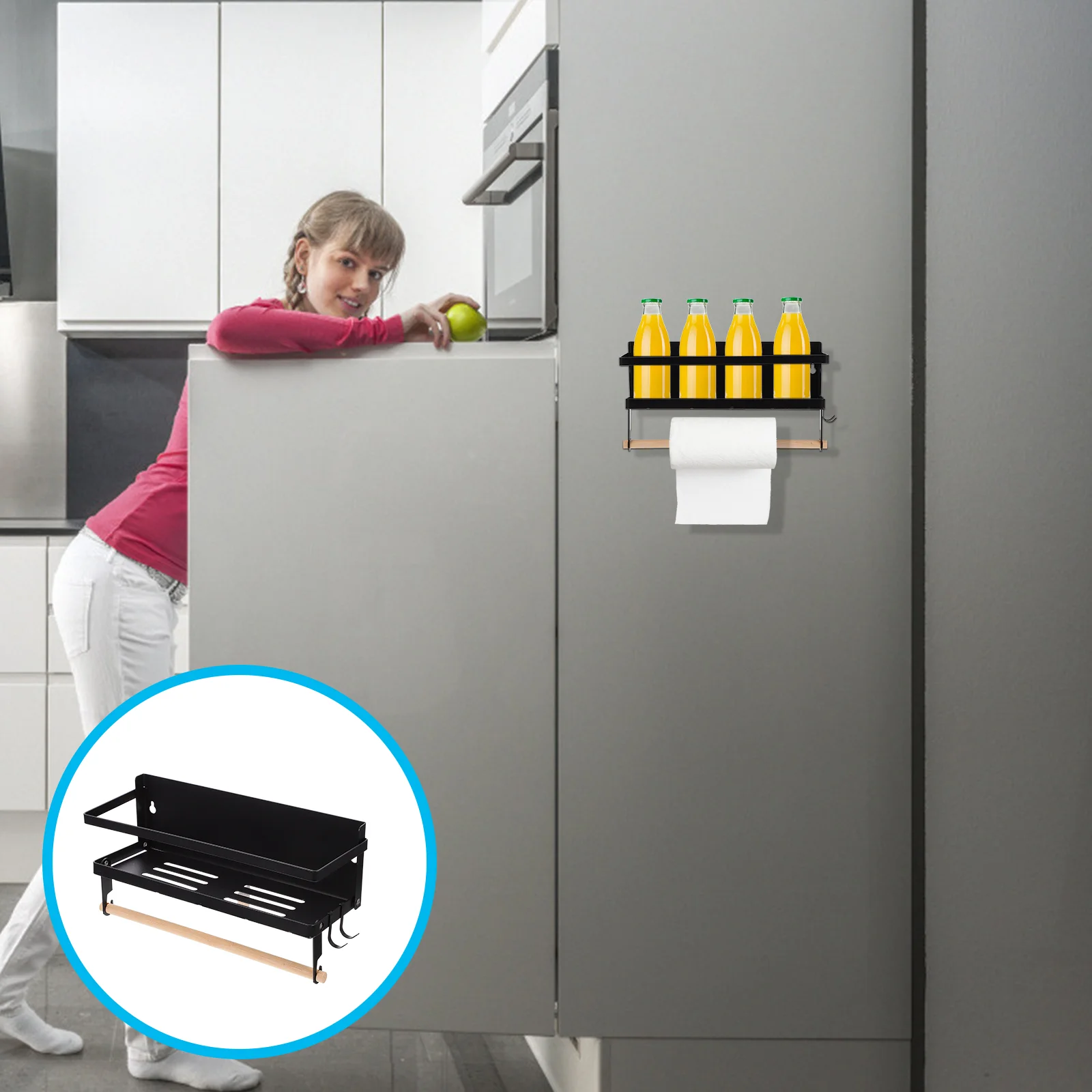 

Магнитная корзина для хранения, настенная стойка с винтами (черная)