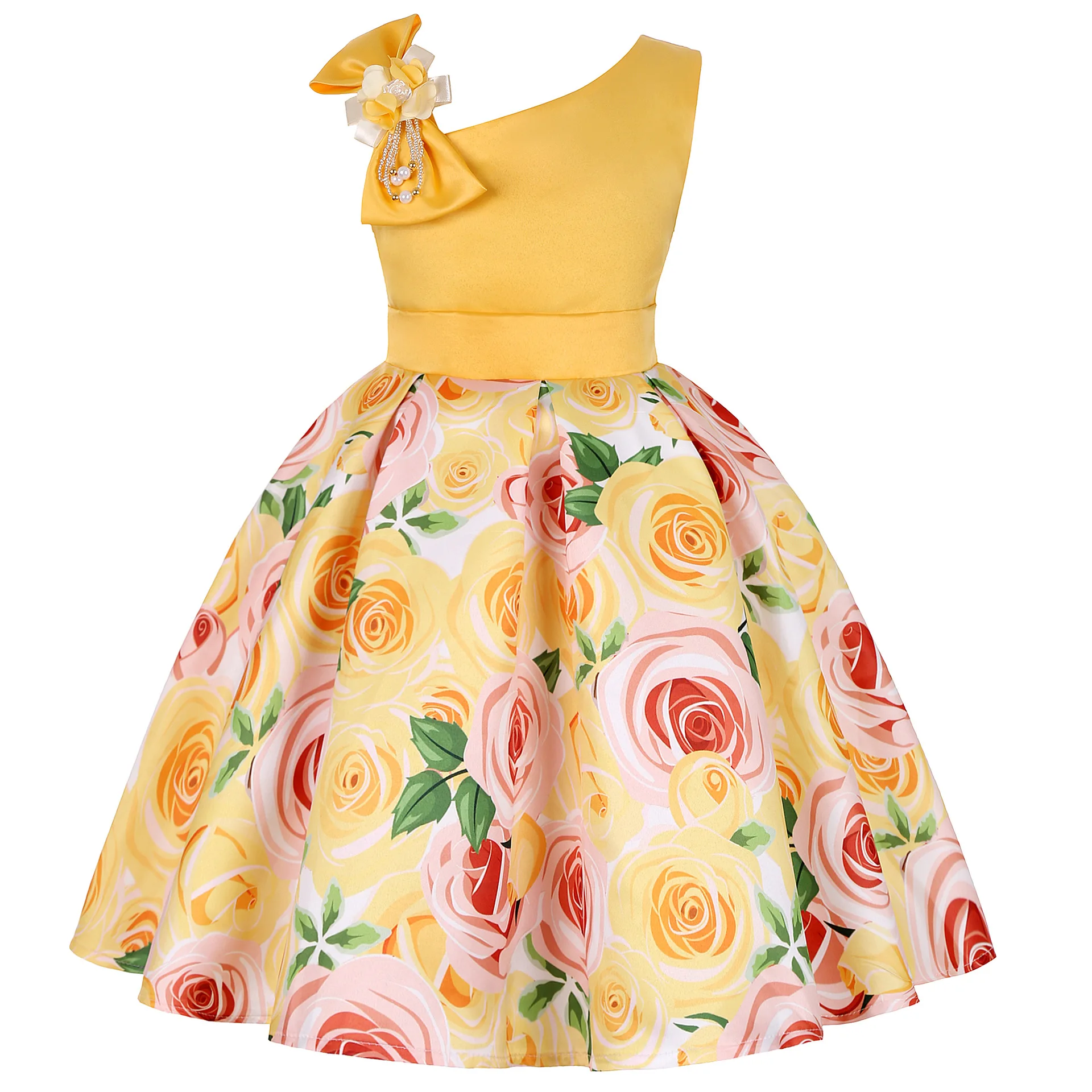 Princess Dress Floral Pattern Kids Clothes Toddler Christmas Elegant Dresses Summer Thanksgiving for Little Girls Outfits | Детская