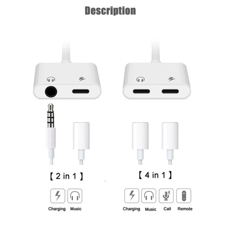 2 в 1 АДАПТЕРНЫЕ кабели для Apple iPhone 7 8 Plus X XR 11 Pro XS Max до 3 5 мм аудио разъем